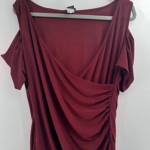 Torrid Red Tunic cold shlder short sleeve SZ 2 NWT